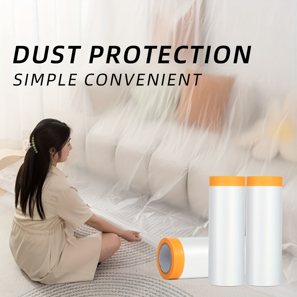 Disposable Furniture Dust Cover 1pc with Tape Durable Plastic Protector for Beds Sofas Tables