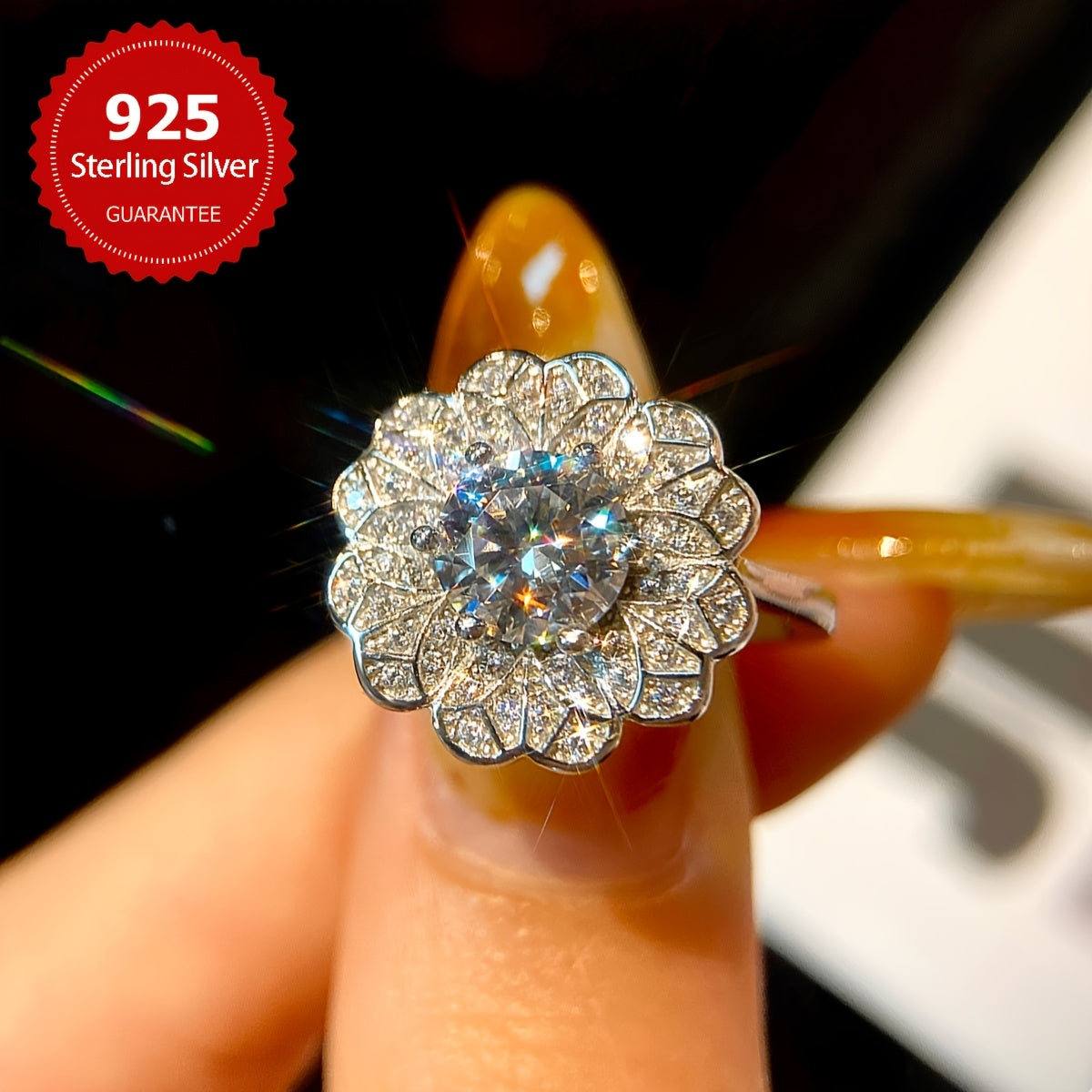 1 Karat Moissanite uzuk, sterling kumush, to'y uzugi, va'da, abadiy uzuk, ayollar uchun