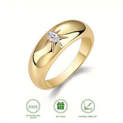 Moissanite Couple's Ring 18K Gold Plated S925 Silver Hypoallergenic Wedding Engagement Jewelry