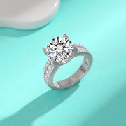 Vintage 2CT Moissanite Engagement Ring in Sterling Silver Platinum Plated October Birthstone Wedding Band