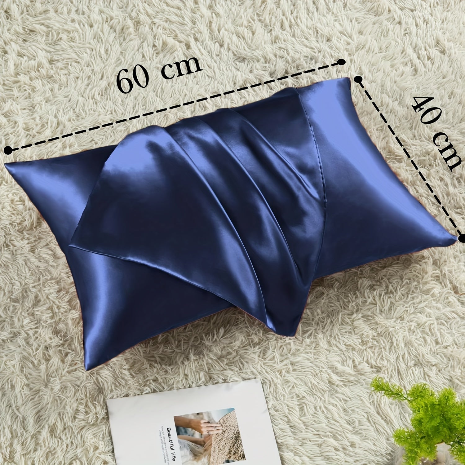 Luxurious Satin Pillowcases Solid Color Zipper Closure Skin-Friendly Hair-Protective
