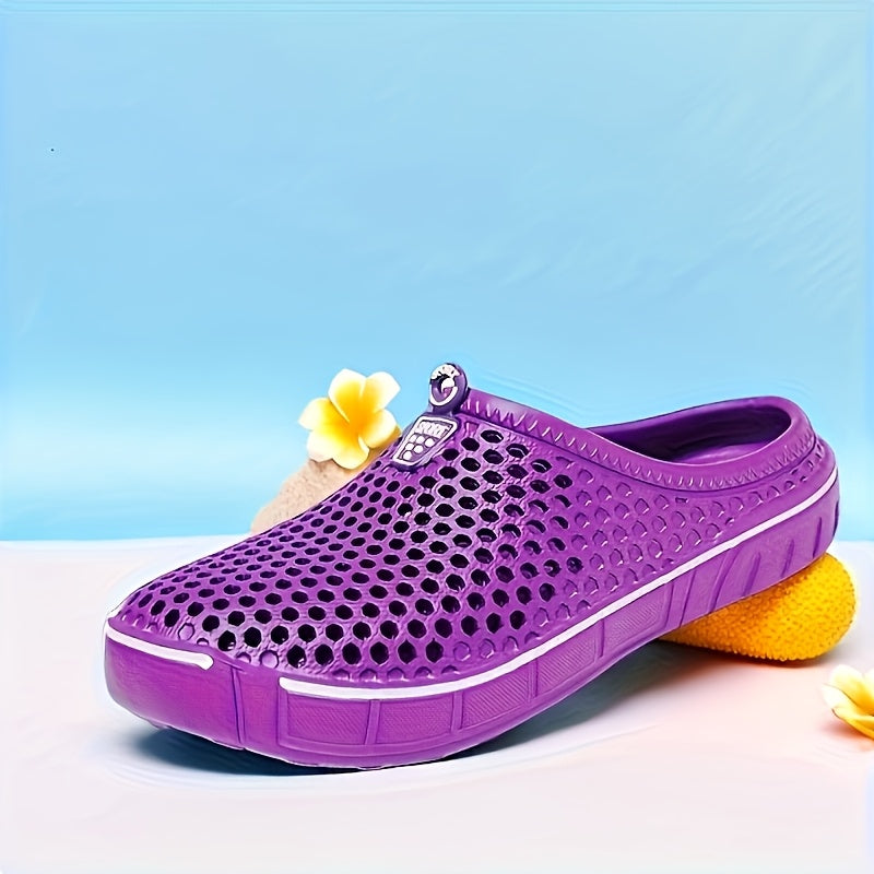 Women's Breathable EVA Clogs Open-Toe Slip-On Casual Shoes Purple
