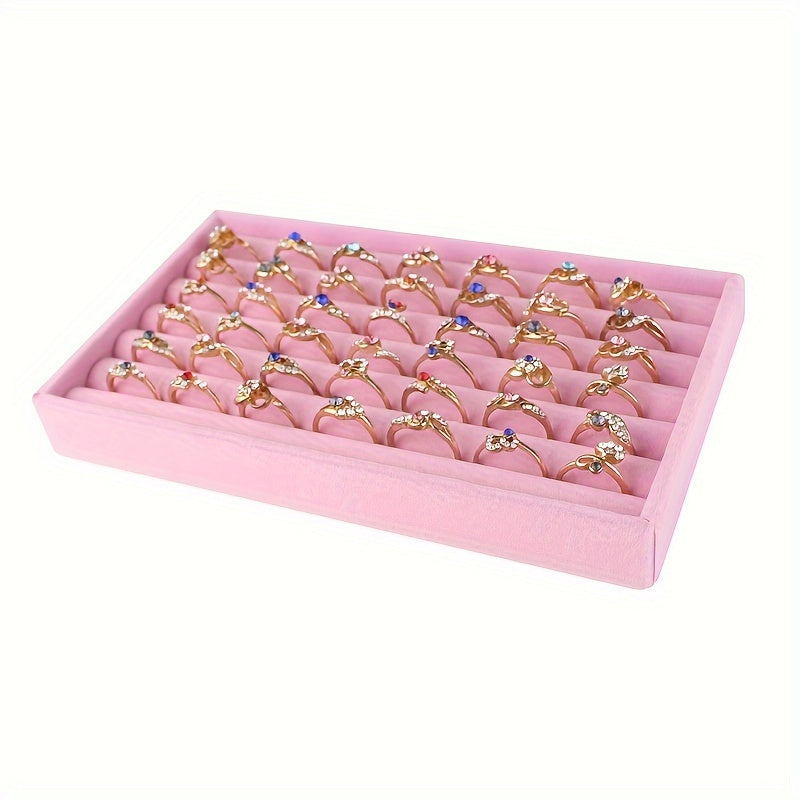 Flannel Jewelry Organizer Tray with Stackable Drawer Dividers for Earrings Necklaces and Bracelets