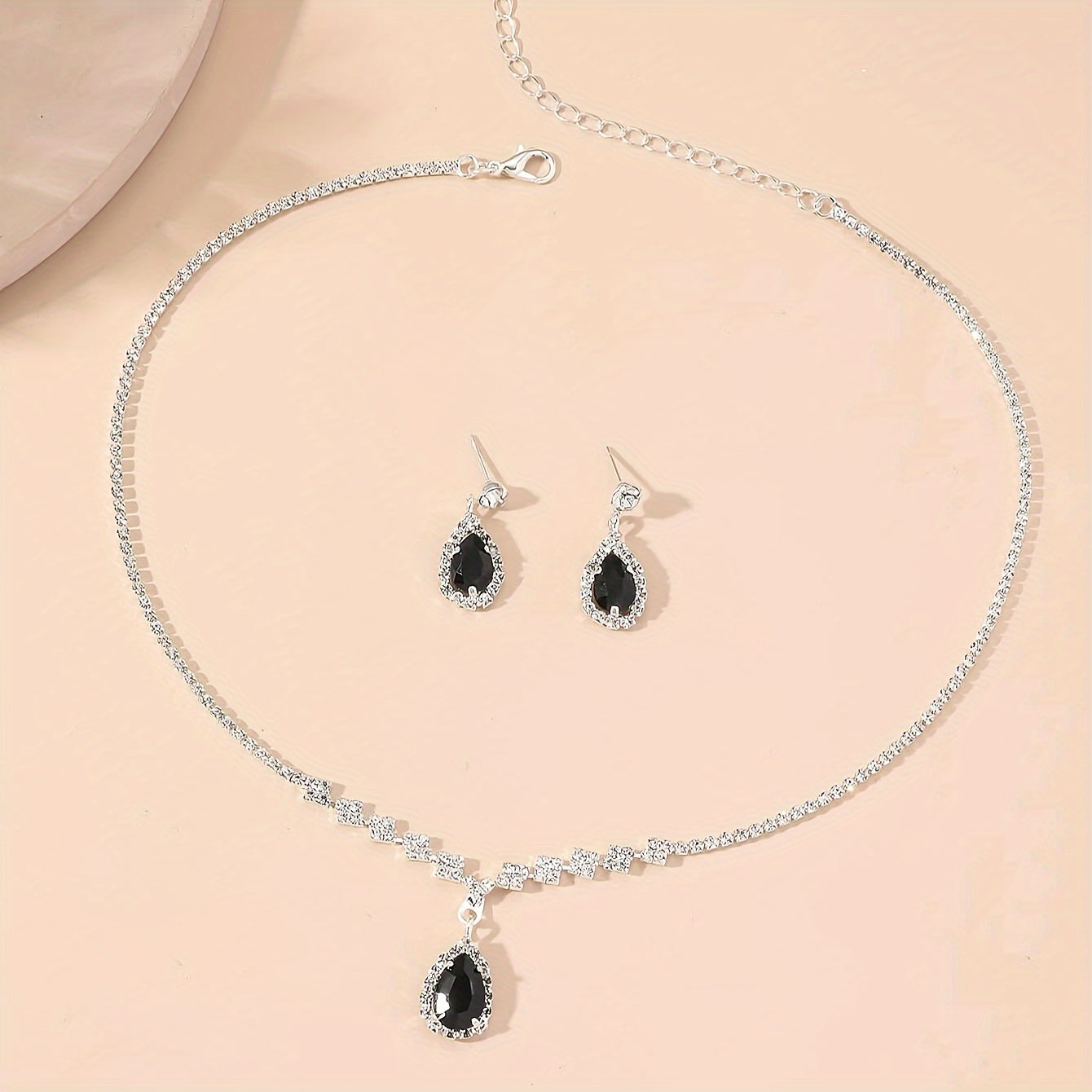European and American Zirconia Claw Chain Necklace and Earrings Set for Wedding Party Gift