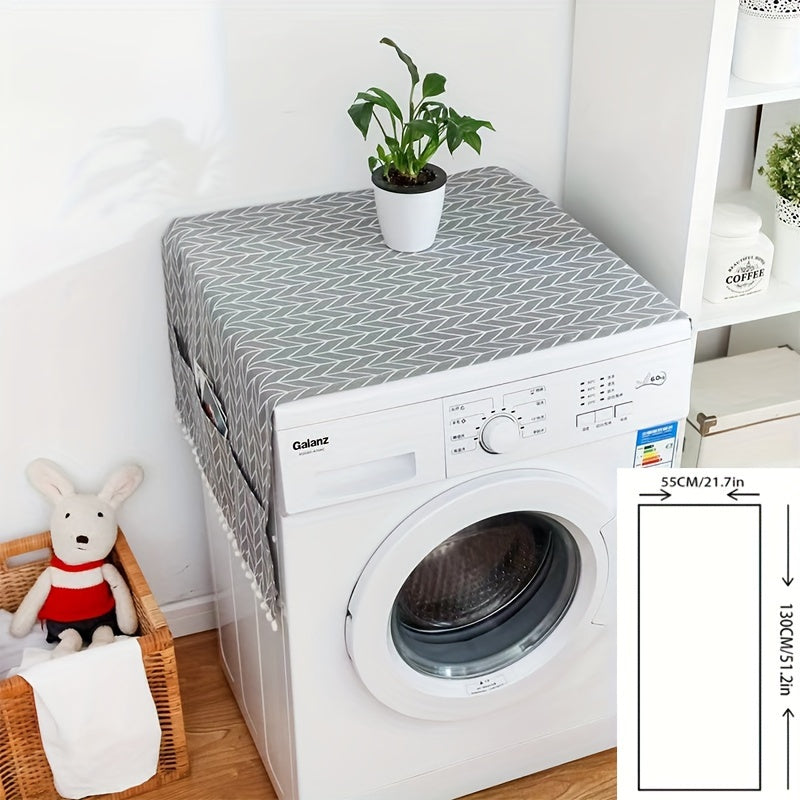 Gray Polyester Geometric Appliance Cover for Refrigerator and Washing Machine Dustproof