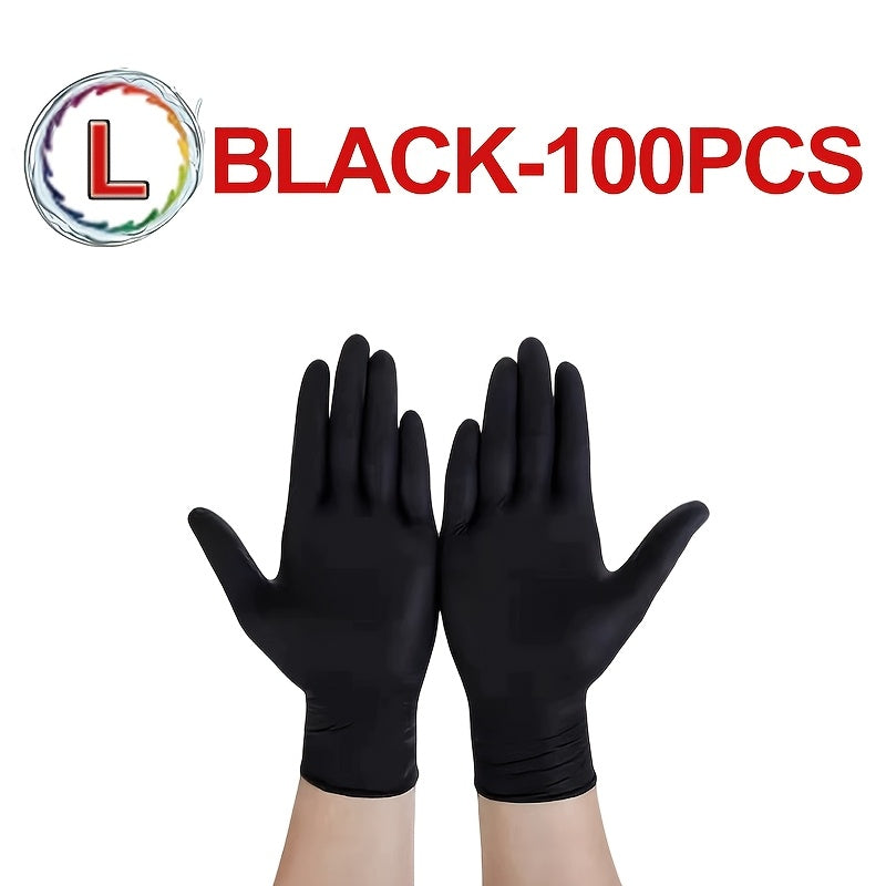 Black Disposable Nitrile Gloves Pack of 100, 50, or 20 for Cleaning, Tattooing, Hair, Pet Care