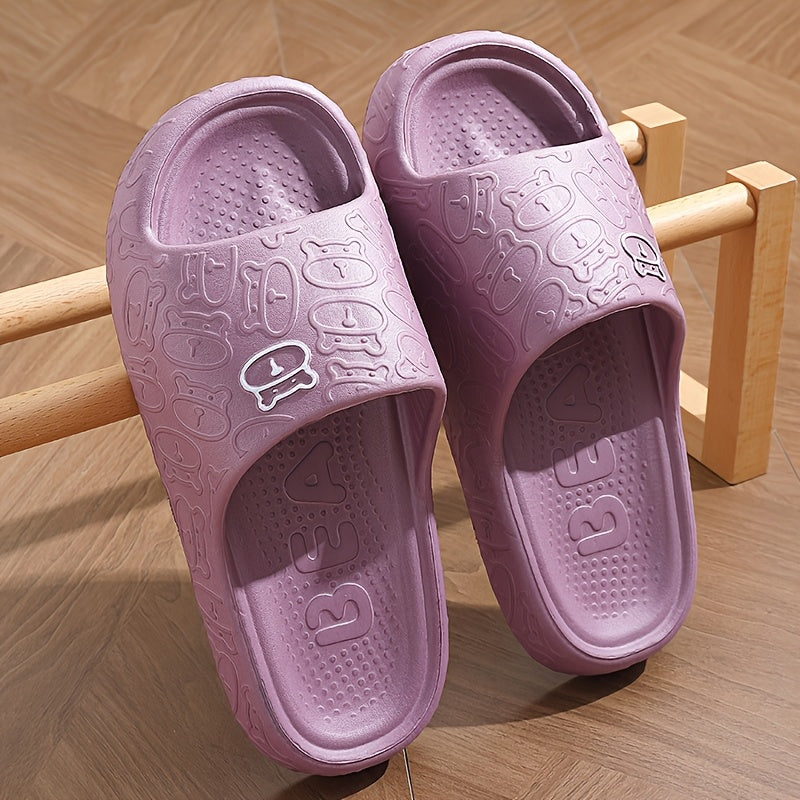 Women's Men’s Cartoon Bear Slip-On Sandals Pink Purple EVA Indoor Outdoor