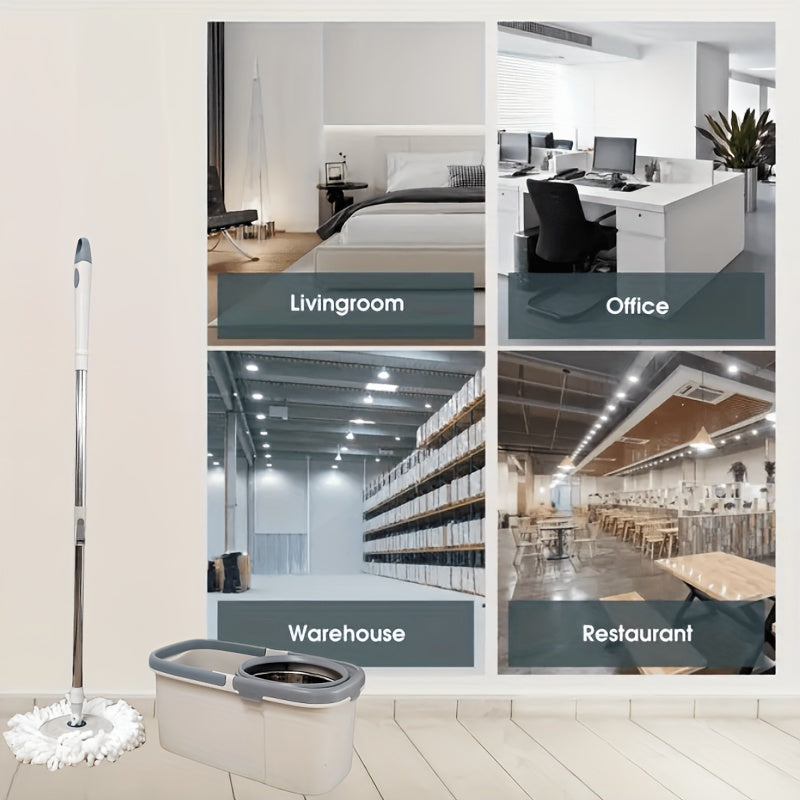 Ikki tomonlama yuradigan Spin Mop va Kova to'plami, 360° burilish bilan, bardoshli plastmassa