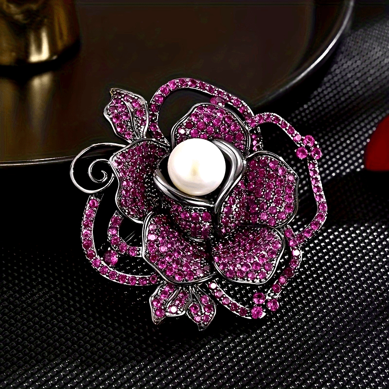 Ayollar uchun zargarlik buyumlari Zamonaviy Camellia brosh pin sun'iy marjon bezaklari