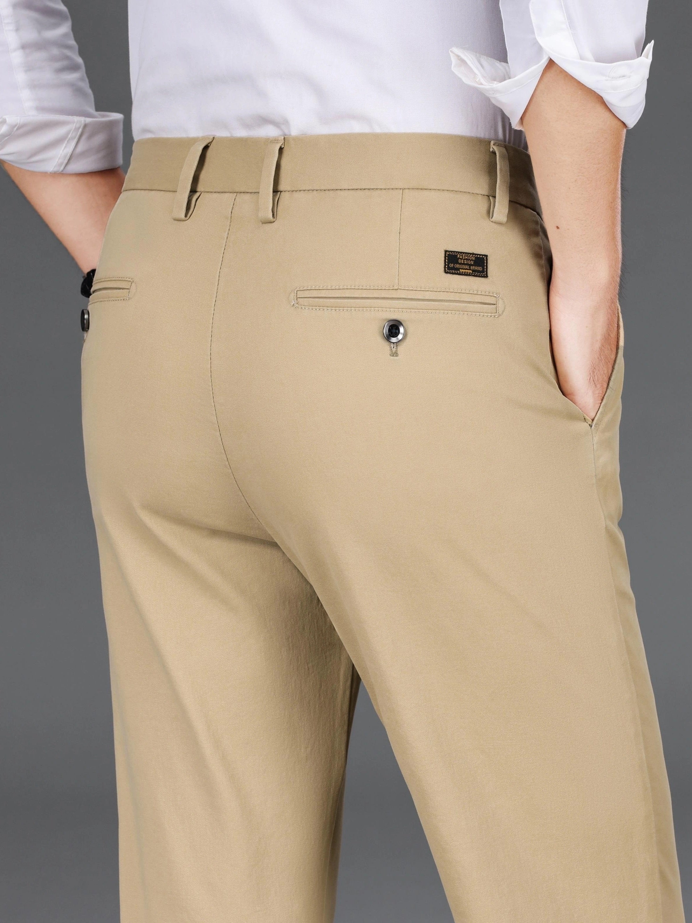 Pantalones de corte ajustado para hombre, mezcla de algodón, color sólido, microelástico, para negocios informales, de temporada completa