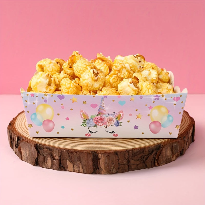 Set of 6 Unicorn Paper Trays with Colorful Easter Eggs and Bunny Design for Parties and Snacks