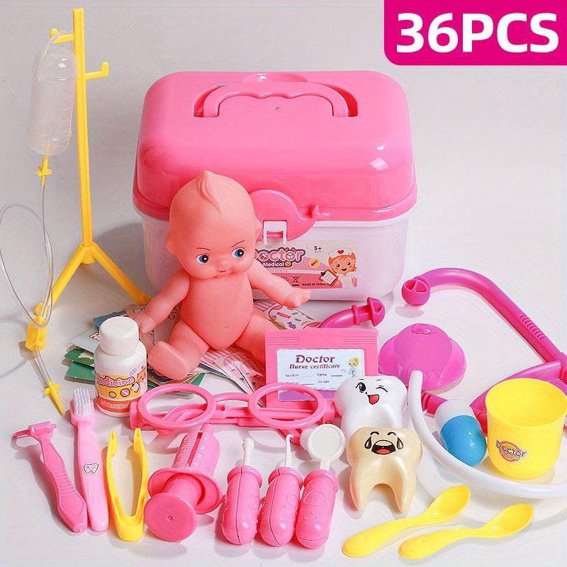 Kids' Doctor Playset for Ages 3+ with Stethoscope Dentist and Nurse Role-Play Toys