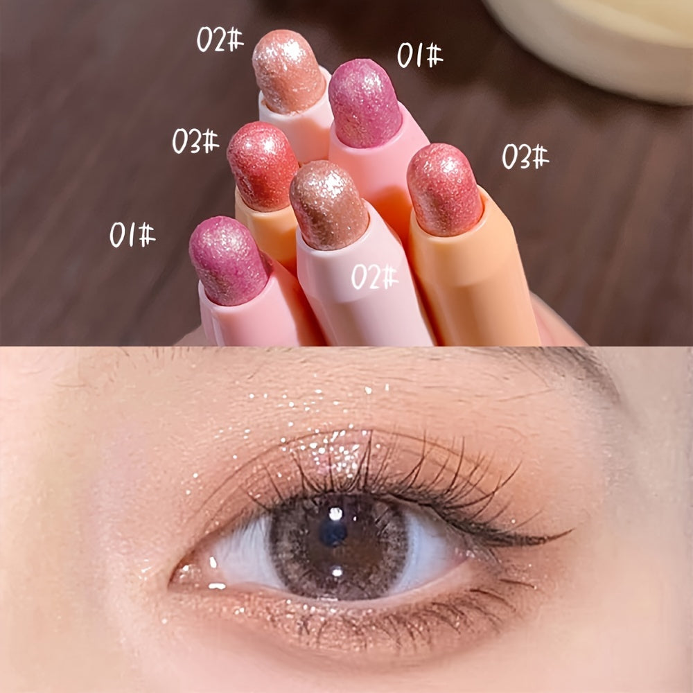 Women's Glitter Eyeshadow Stick Waterproof Easy to Use Brightening Pink Nude