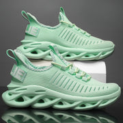 Women’s Breathable Knit Running Sneakers White Orange Lightweight Cushioned
