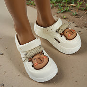Women's EVA Clogs With Cartoon Capybara Pattern Slip-On Beach Shoes