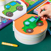 Coloring Book for 2-6 Year Olds with Animals and Portable Painting Supplies Pink