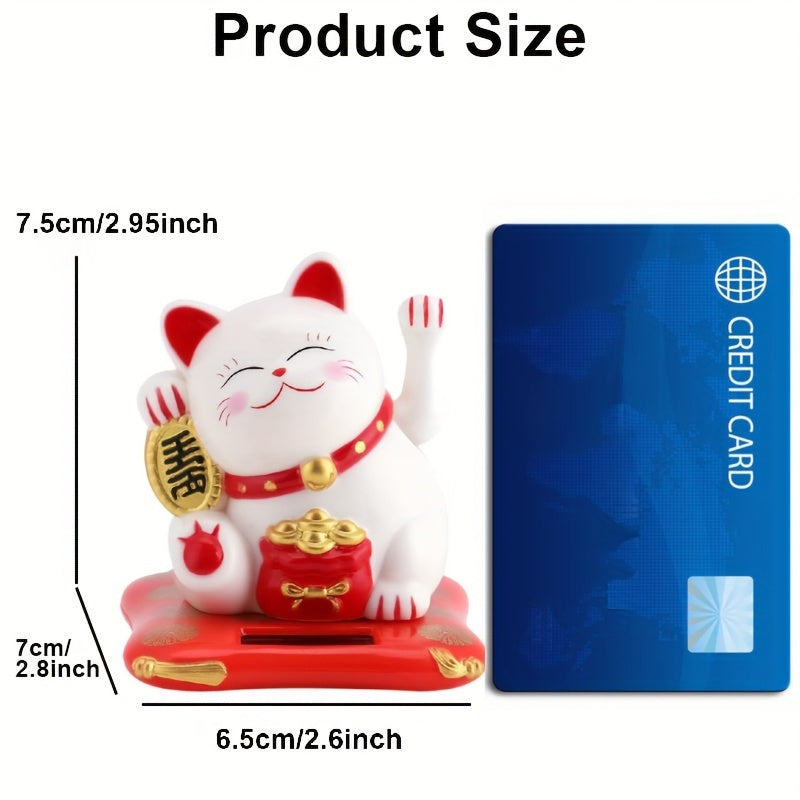Lucky Beckoning Cat Decor Solar Waving Wealth Cat for Shop Home Car
