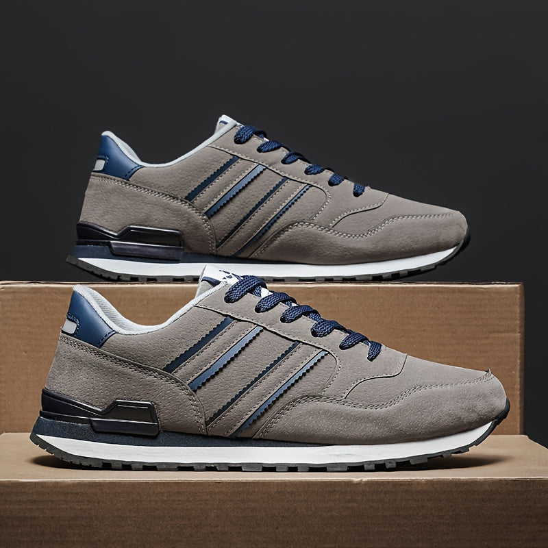 Men's Casual Sneakers All-Season Low Top Lace-Up PU Fabric Solid Color Street Style