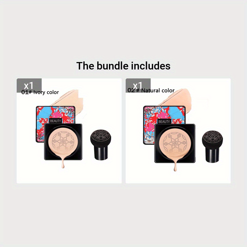 Crema CC de doble tono de hongo para mujer, control de grasa, acabado mate natural, hidratante