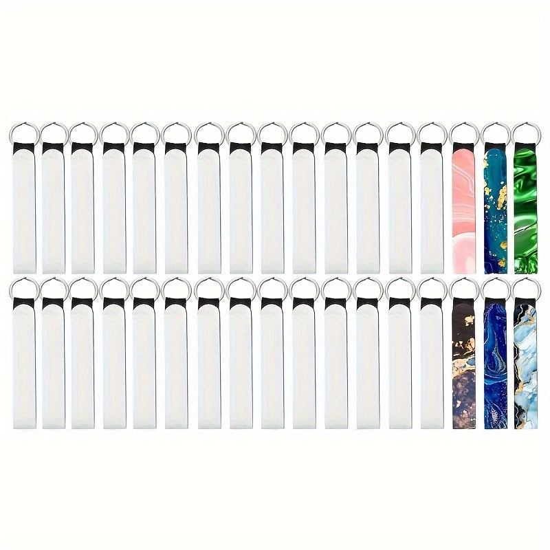 Набор из 20 пустых лямок для запястья с сублимацией, оснащенных брелками для держателей губной помады. Эти лямки изготовлены из неопрена и идут с пустым держателем для ключей в виде губной помады, идеально подходящим для проектов по термопередаче.