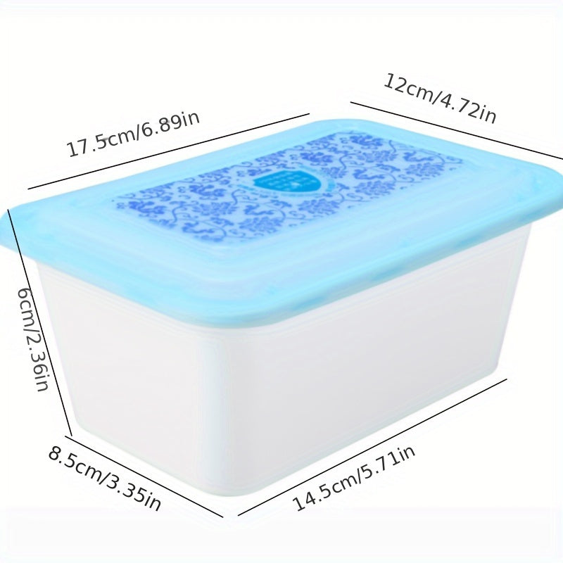 Frosted Blue and White Porcelain Style Square Food Storage Box 22 Sets 750ml