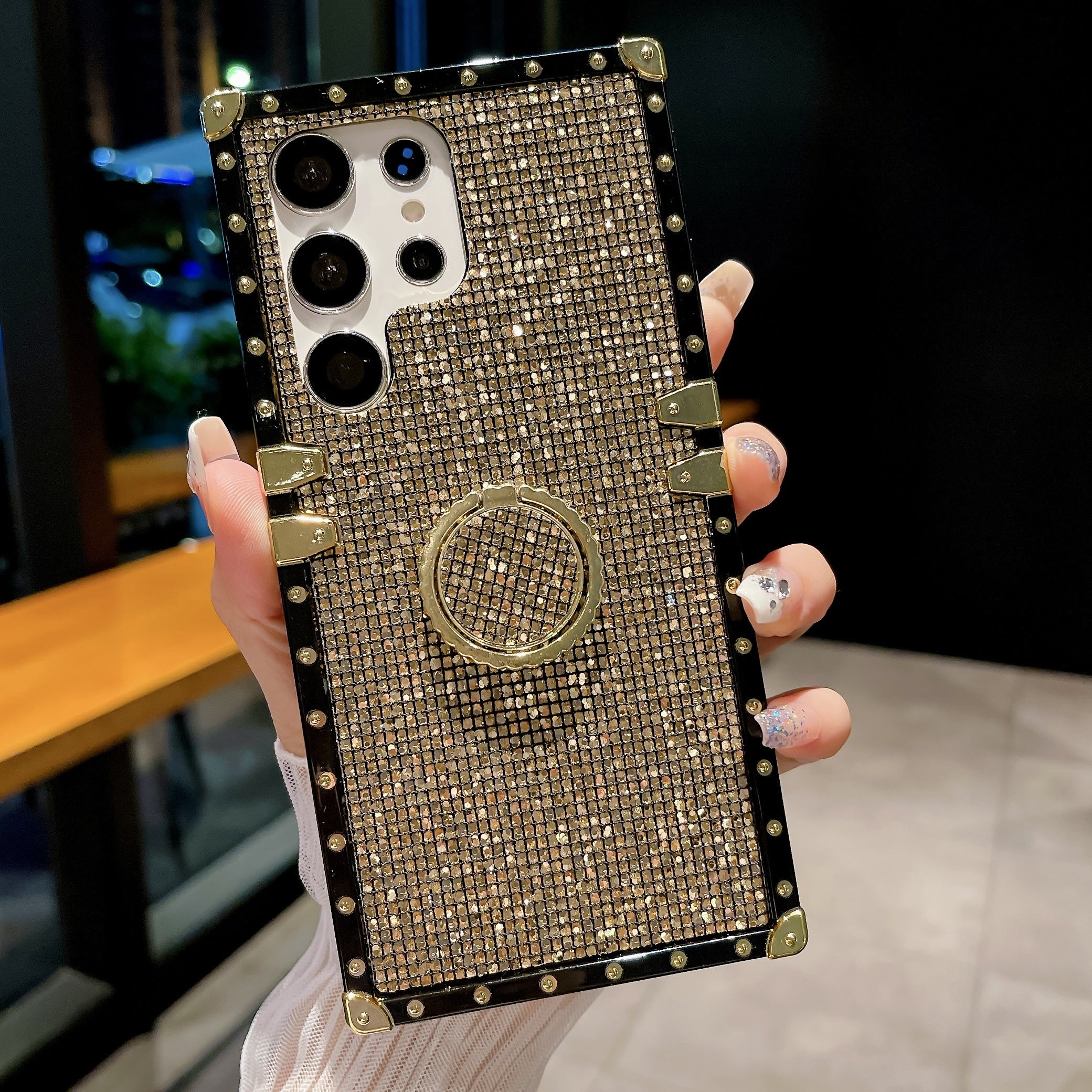 Diamond Studded Phone Case for Samsung Models Durable PC Protective Cover