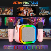 Portable Karaoke Machine with 2 Microphones RGB Lights for Family and Birthday Parties