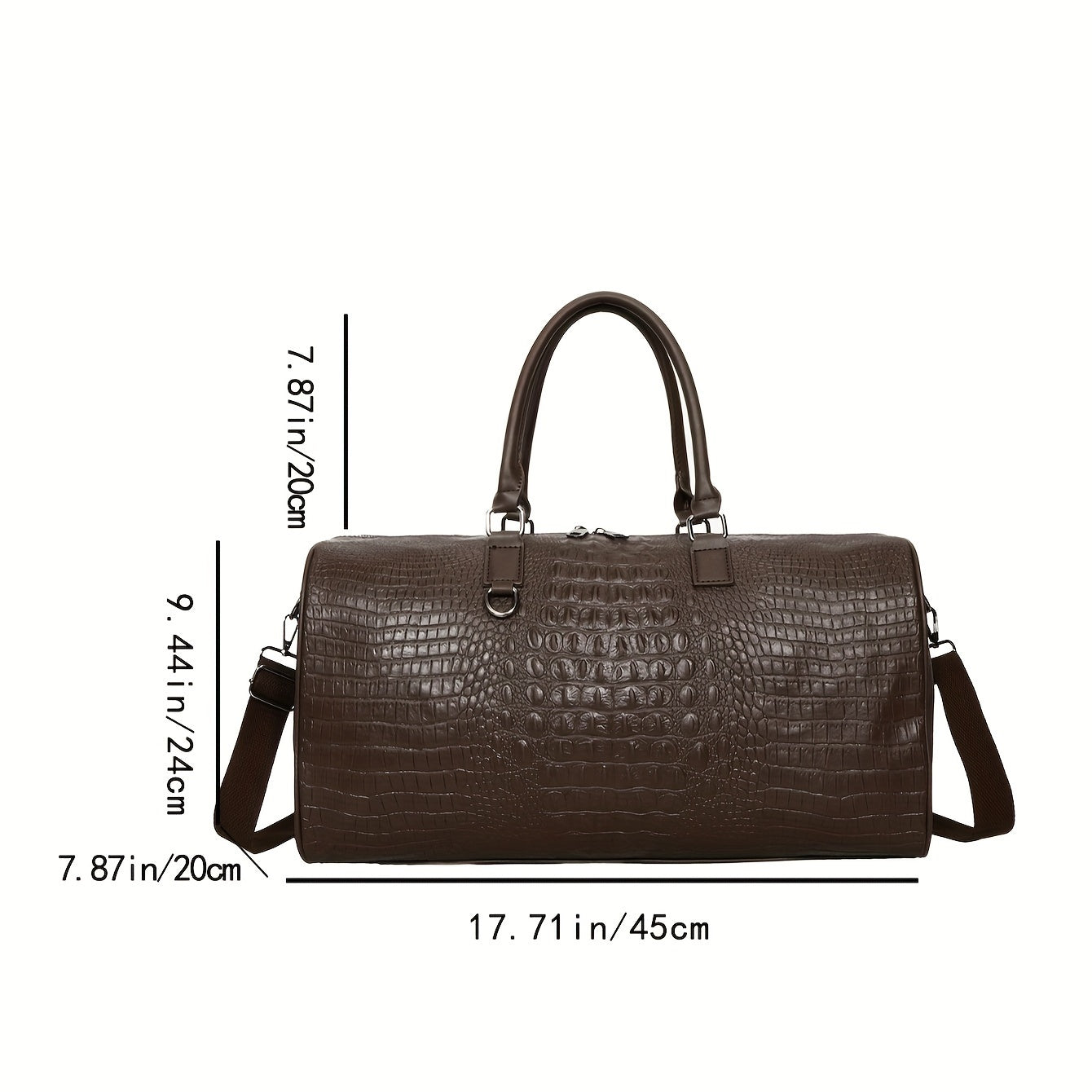 Faux Leather Crocodile Pattern Gym Tote Bag for Travel and Weekend Trips