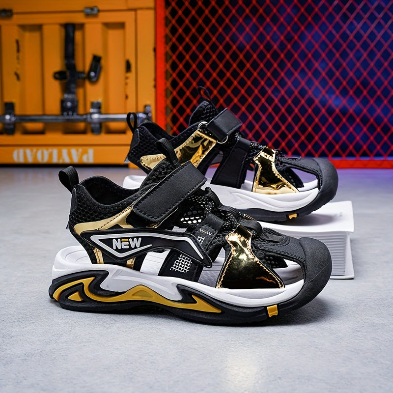 O'g'il bolalar uchun chiziqli nafas oladigan sport sandallari, pastki yuqori, kundalik, ochiq havoda yoz