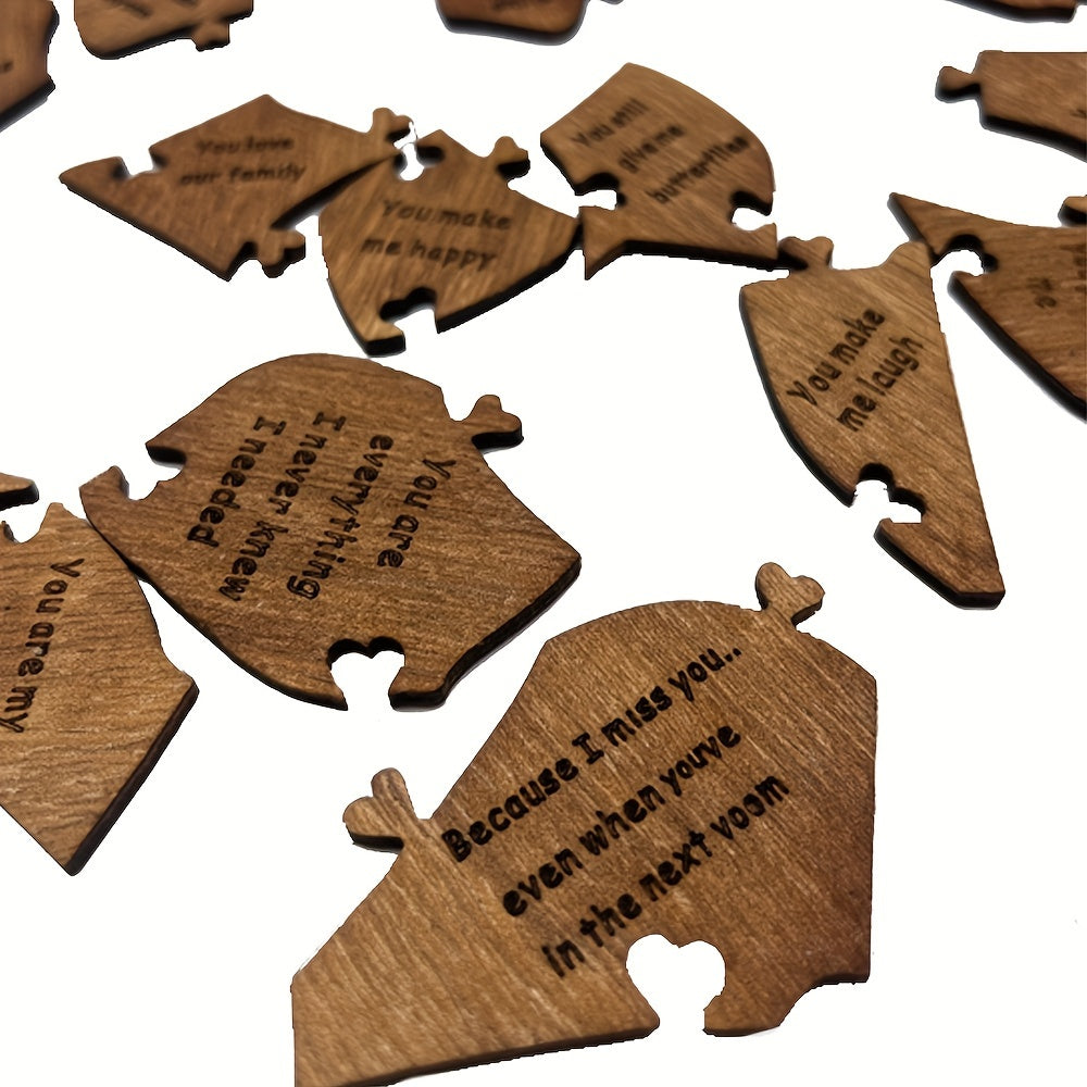 Engraved Wooden Puzzle Expressing Love for Him and Her Sentimental Gift