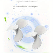 Mini ventilador de aire acondicionado portátil con pulverizador de niebla para enfriar en el escritorio del dormitorio