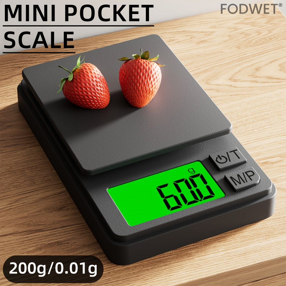 FODWET Mini Pocket Digital Scale 0.01g aniqlik bilan, zargarlik va oshxona uchun portativ. Batareya bilan ishlaydi.