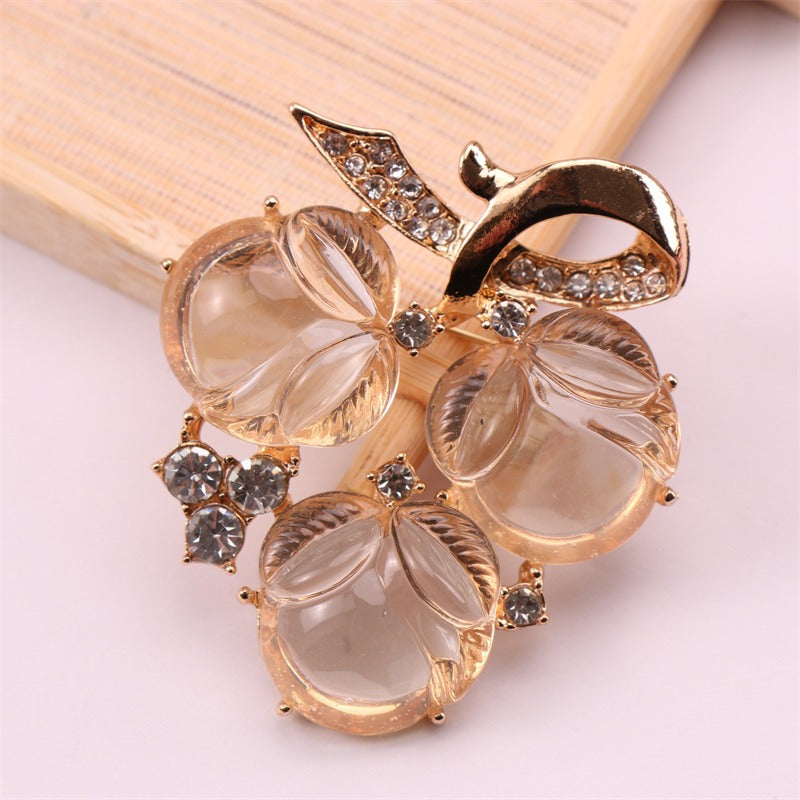 Enamel Brooch in Transparent Jelly Grape Design Cute Cartoon Badge Gift for Friends