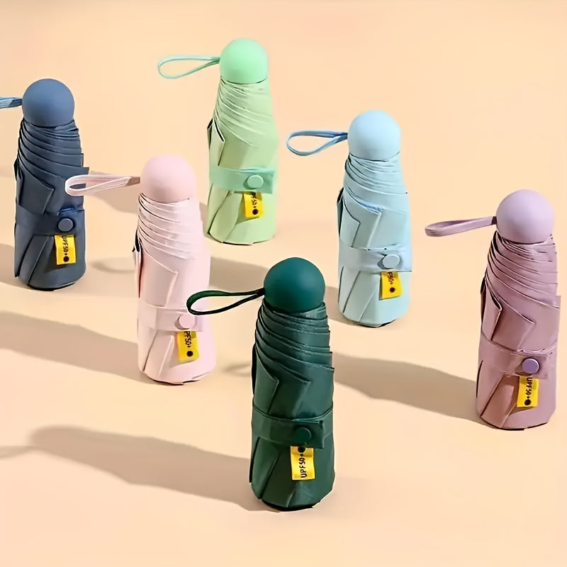 Adult Folding Umbrella with UV Protection, Lightweight Compact Design, Plastic Handle