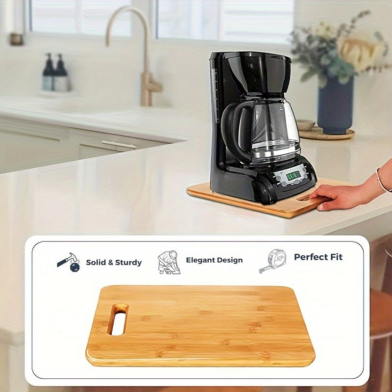 Wooden Kitchen Tray for Countertops with Bamboo Design for Coffee Makers and Toasters
