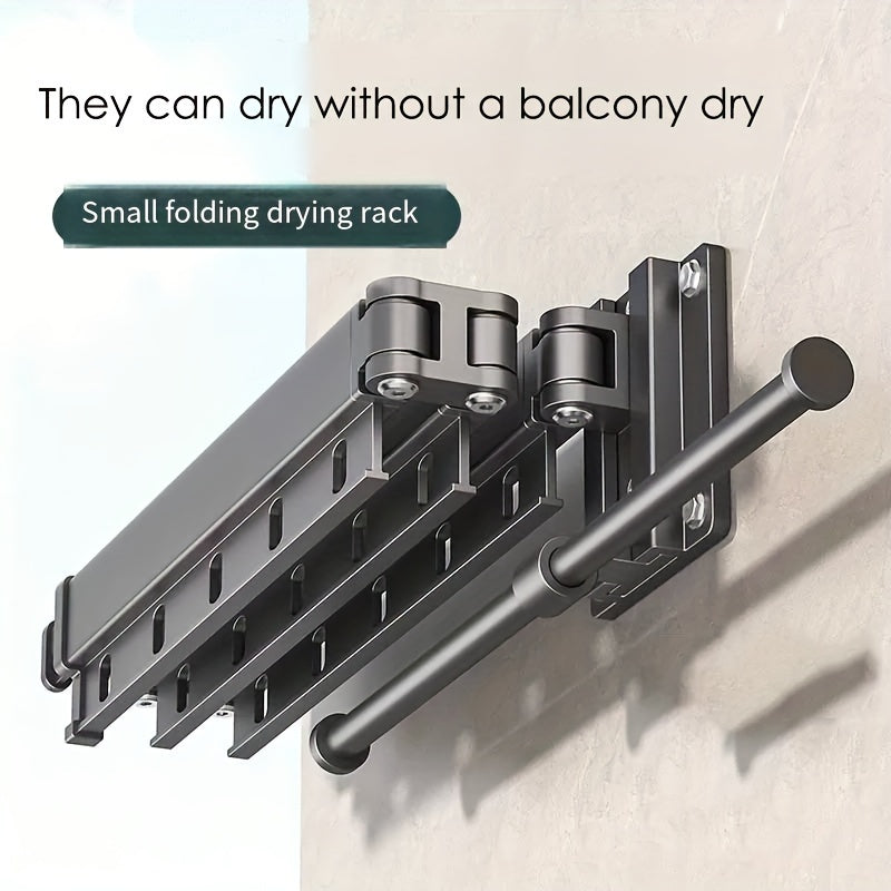 Aluminum Alloy Wall Mount Clothes Drying Rack with Hooks Space-Saving Retractable Clothesline