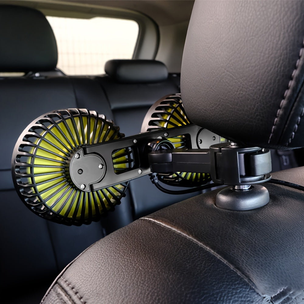 2-in-1 Portable Car Air Circulator Fan Dual-Head USB Powered Adjustable