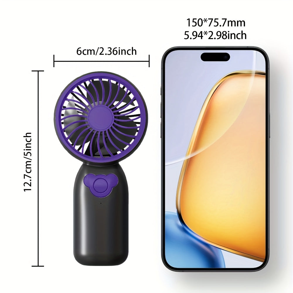 Silent Mini USB Fan Rechargeable Handheld Fan for Office Home Travel in Black Purple Beige