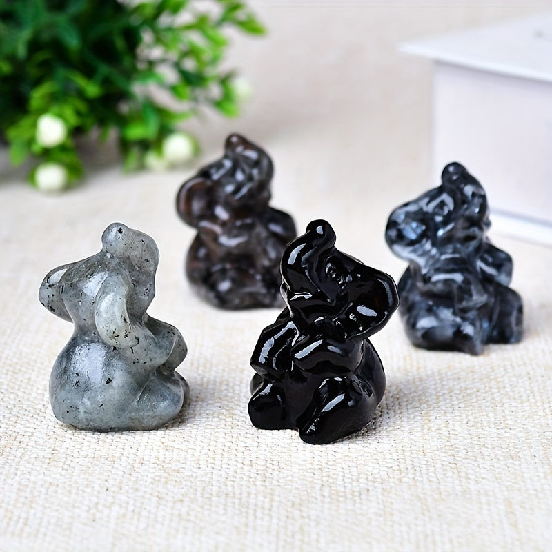Natural Quartz Elephant Figurine for Tabletop Decor and Gift