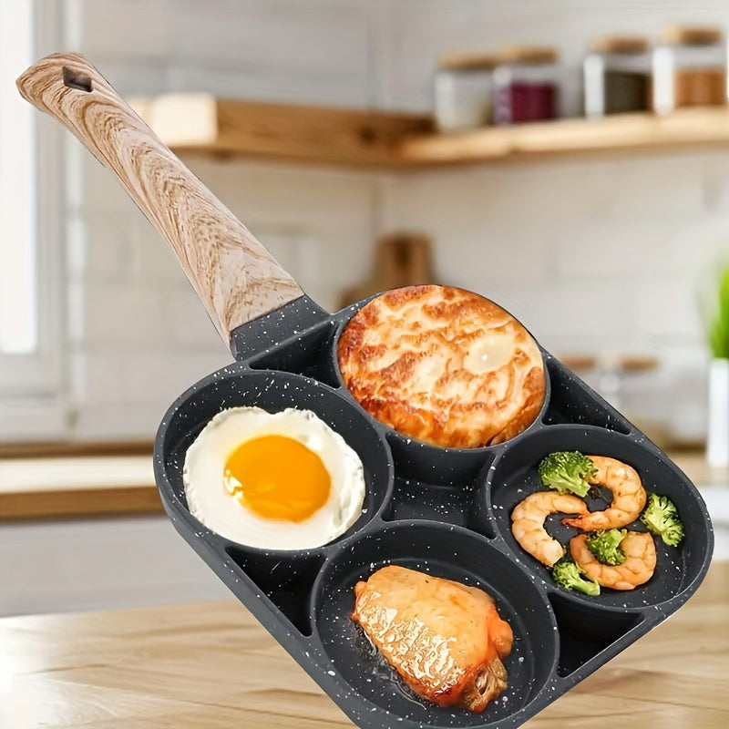 Non-Stick Multi-Purpose Frying Pan with Wooden Handle for Eggs Pancakes and Steak