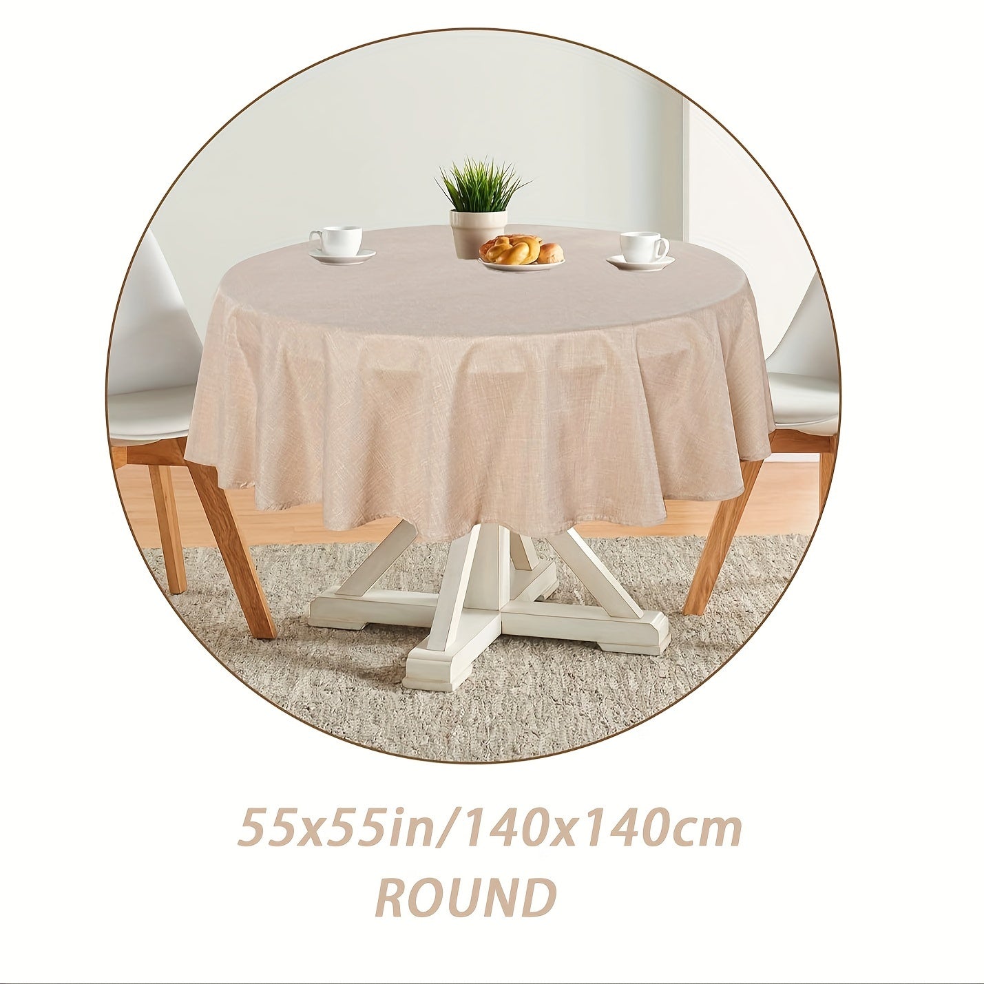 Beige Waterproof Polyester Tablecloth for Weddings Parties and Home Dining