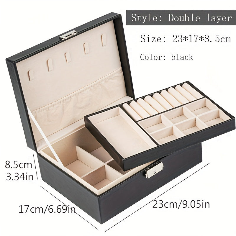 Large Capacity 2-Layer Jewelry Organizer with Lock for Earrings Necklaces Bracelets