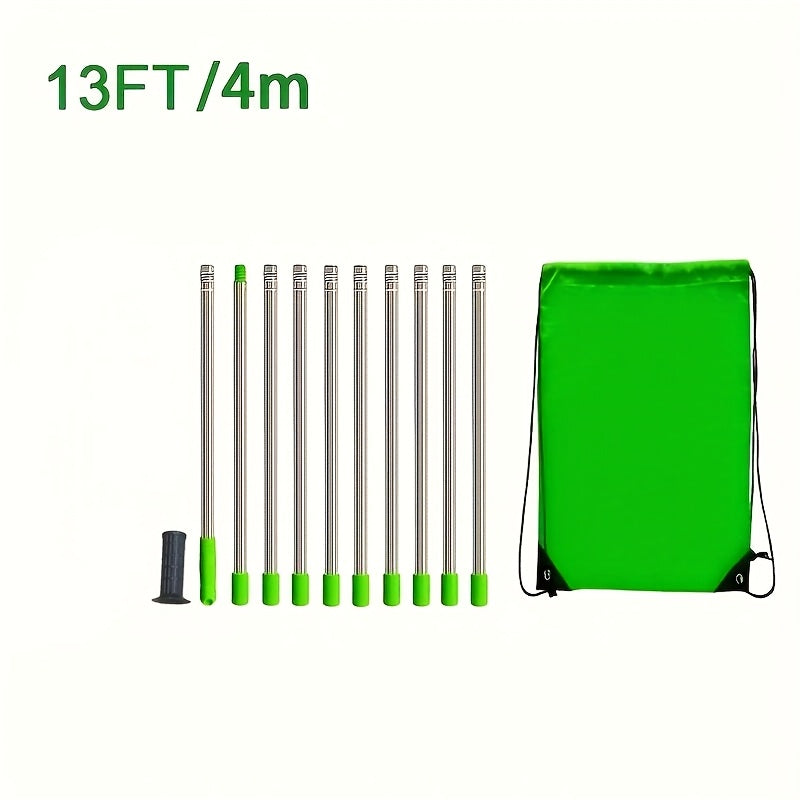 Adjustable Fruit Picker Tool with Aluminum Pole and Basket for High Branch Harvesting