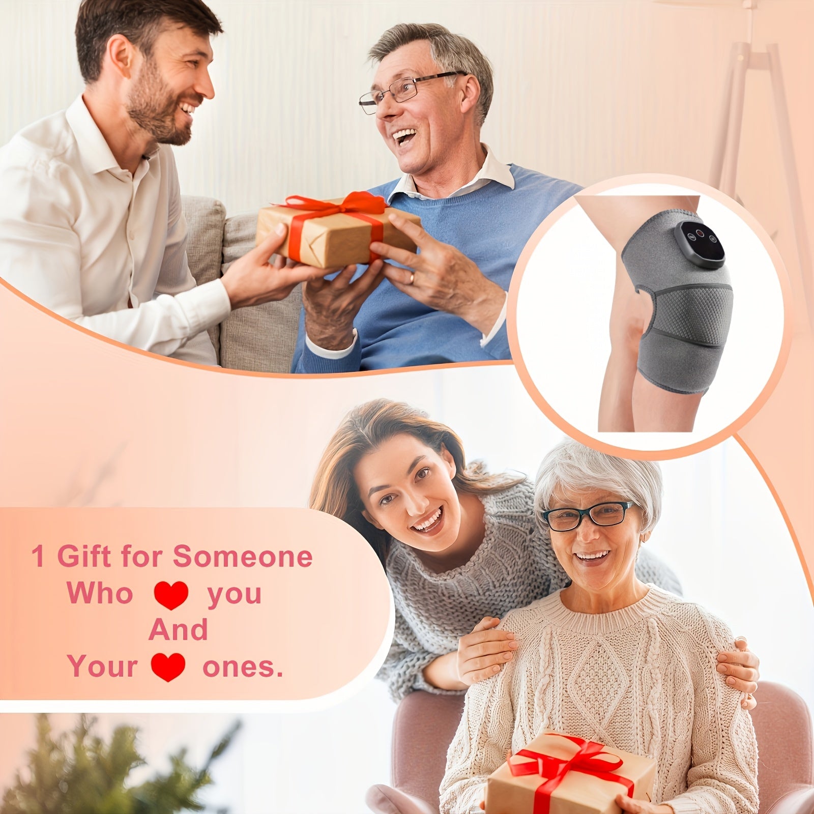 USB isitiladigan tizzali massajchi, sozlanadigan issiqlik va vibratsiya bilan - tizzalar, yelka, tirsaklar uchun ajoyib