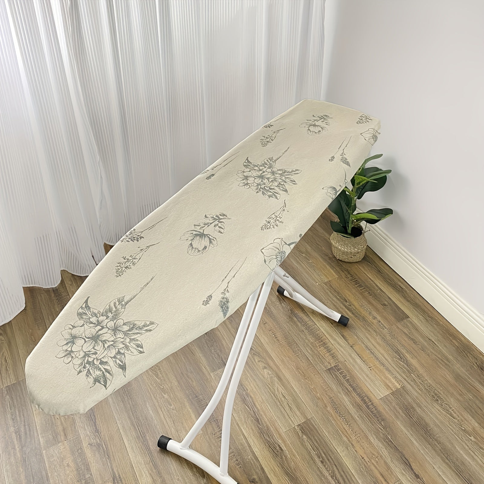 Floral Ironing Board Cover Polyester Blend Heat Resistant Non-Slip Size 139.7cmx20