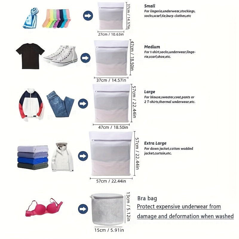 Juego de 1, 2, 3, 5 bolsas de malla para lavandería para ropa delicada, seguras para lavadora, ropa interior, sujetadores, calcetines, almacenamiento de viaje