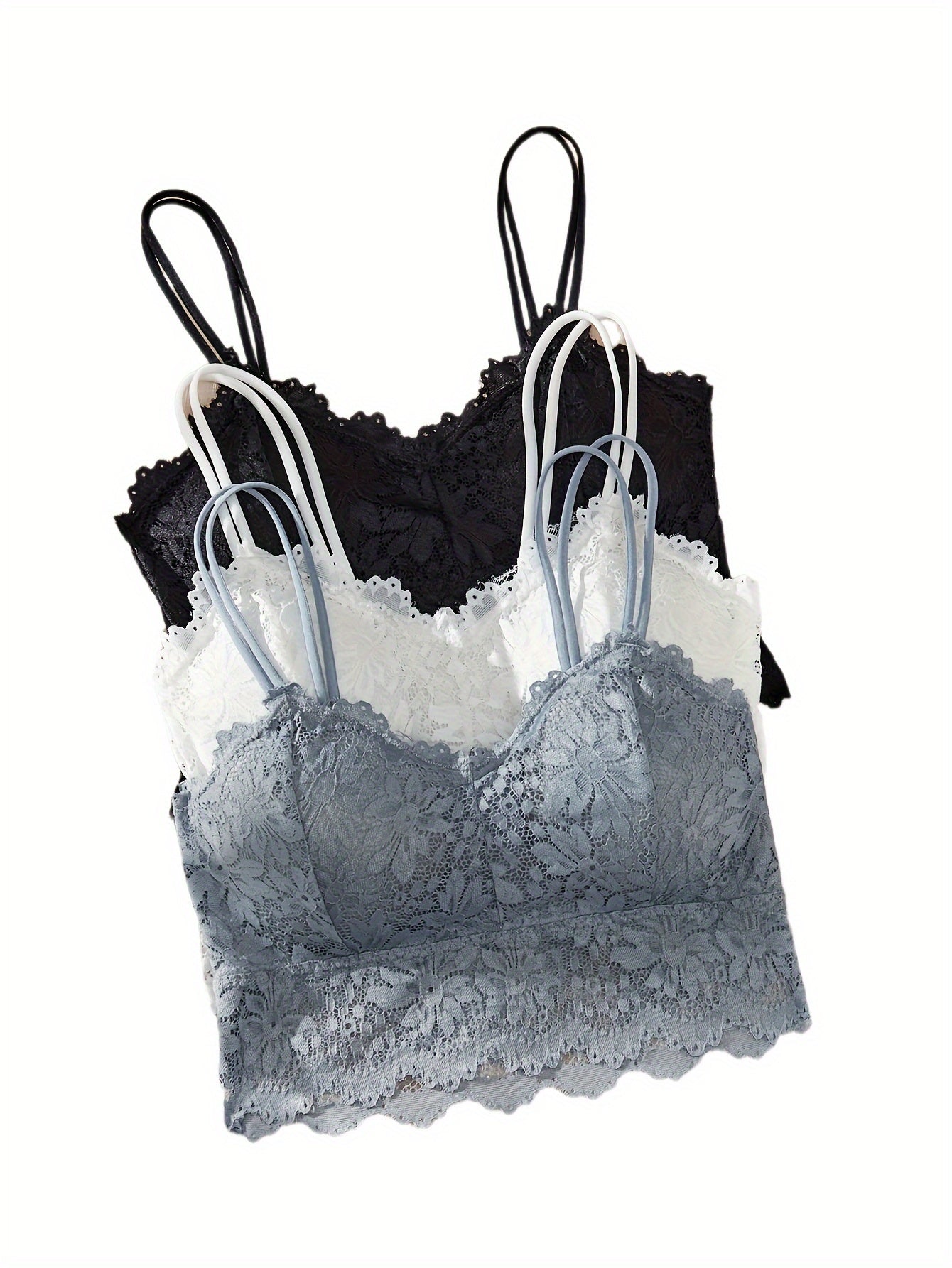 Women's Lace Wireless Bralette Set 3 Pack Comfortable Elegant Lingerie