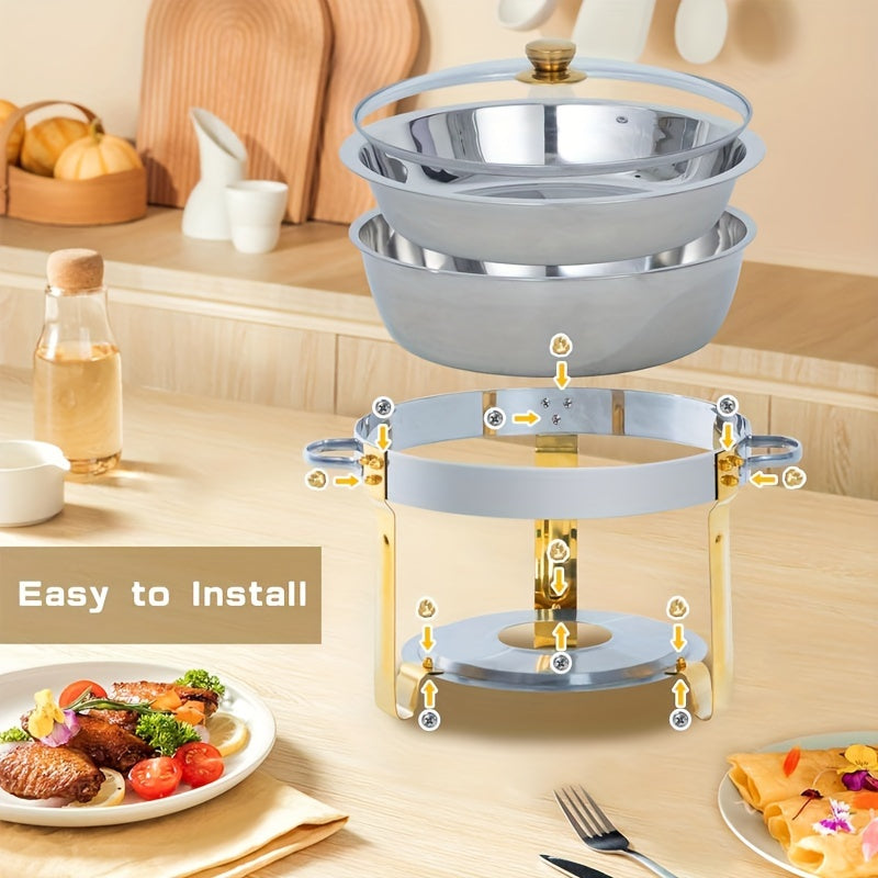 Elegant Stainless Steel Buffet Chafing Dish Set 5QT Round for Catering and Parties