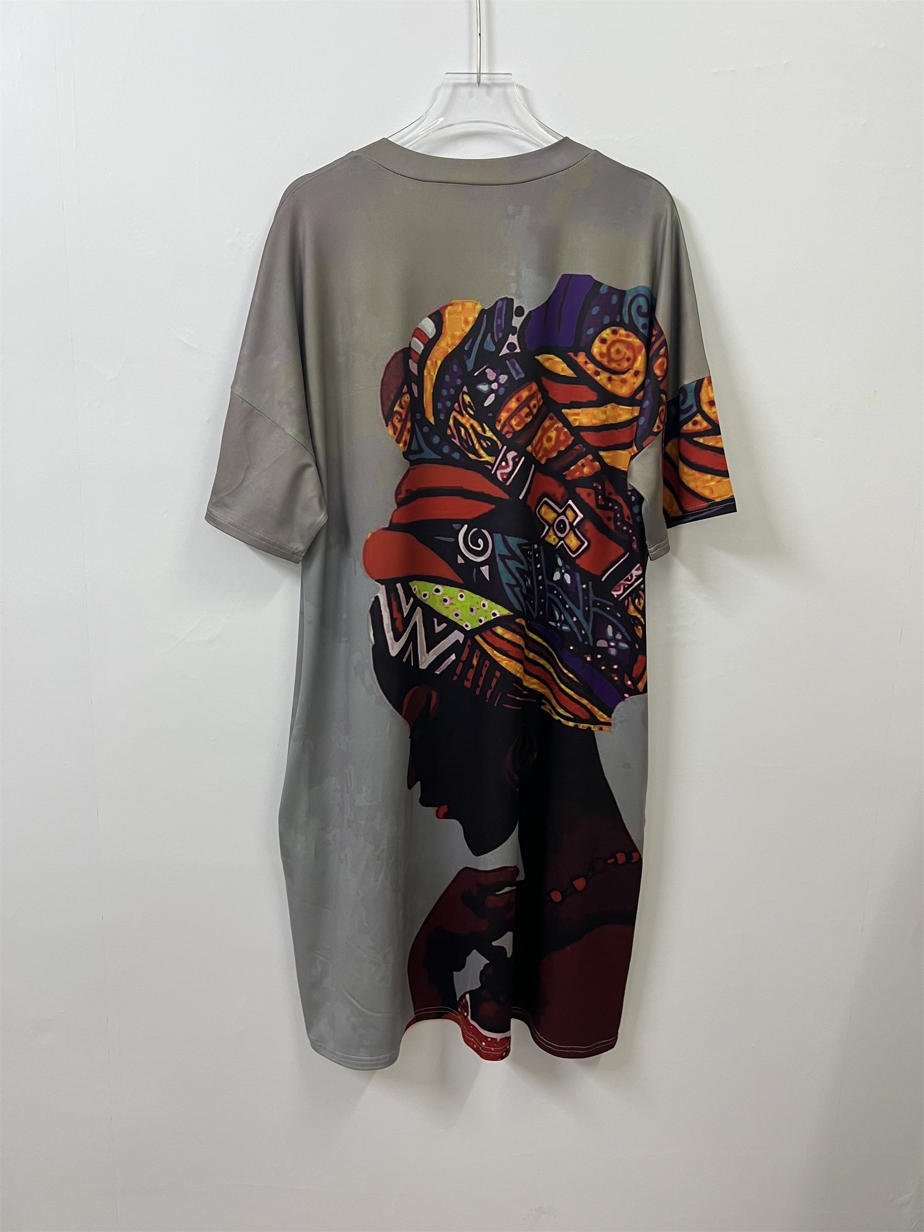 Vestido de mujer con estampado de pañuelo geométrico talla grande para verano, casual, túnica