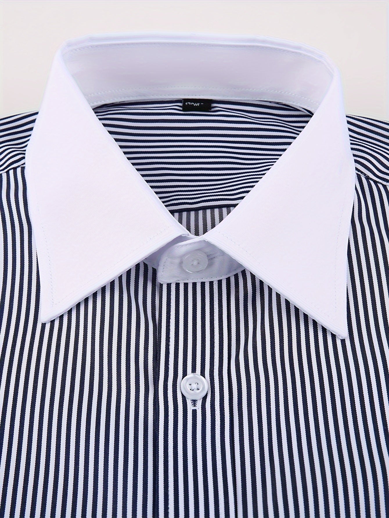 Men's French-Style Striped Dress Shirt Long Sleeve Cotton Polyester Formal Wear
